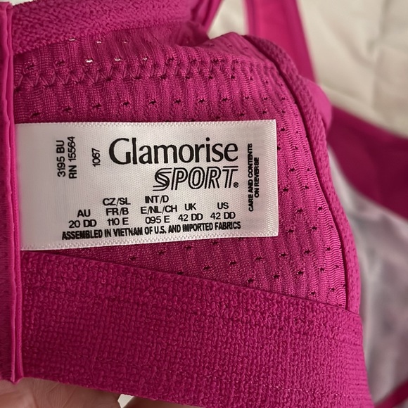 Glamorise Sport Bra 42DD lightweight Pink Running Sports Bra - Picture 4 of 6